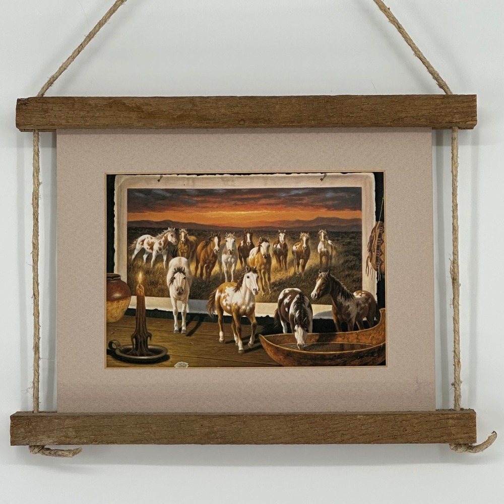 Frame Pinto Horses Sunset Print Native American Western Art Western‎ Country